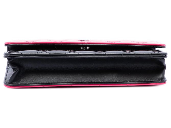 Portafoglio Chanel Pink CC Bicolor Quilted Patent Wallet on Chain Rosa - vista 3