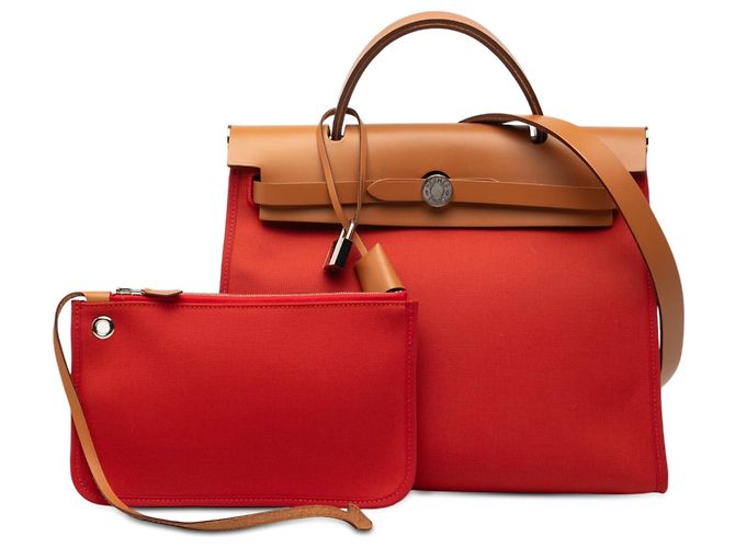 Hermès Orange Toile Herbag Zip 31 Arancione - vista 7