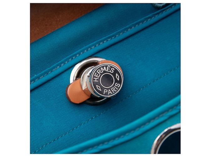 Hermès Blue Toile Herbag Zip 31 - vista 5