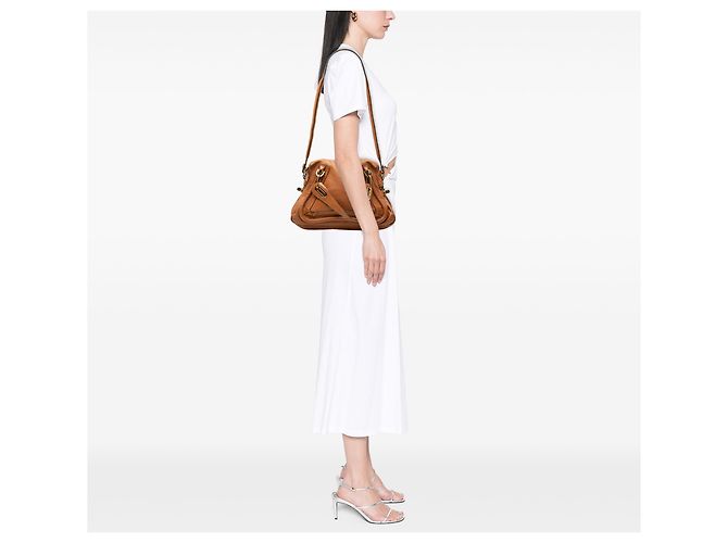 Borsa Satchel Paraty Chloé in pelle marrone Medium - vista 6