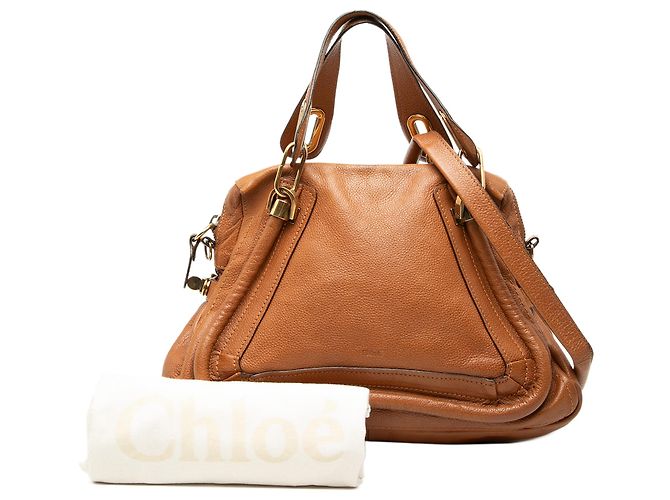 Borsa Satchel Paraty Chloé in pelle marrone Medium - vista 7
