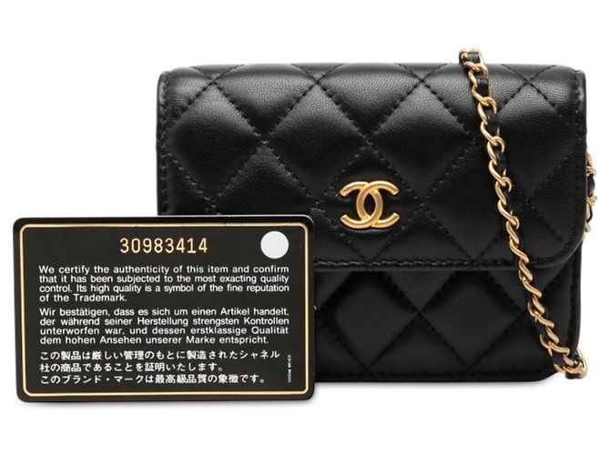 Pouch Chanel Black Mini CC Quilted Lambskin Pearl Crush con catena Nero - vista 7