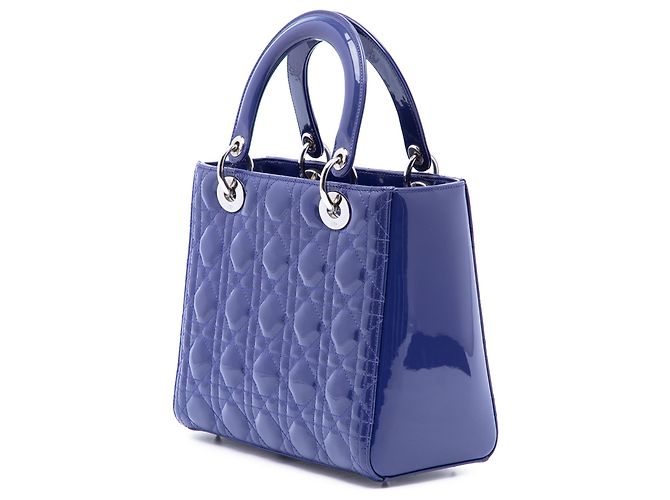 Dior Blue Medium Patent Cannage Lady Dior - vista 2