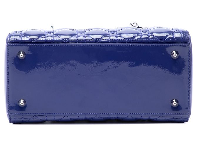 Dior Blue Medium Patent Cannage Lady Dior - vista 3
