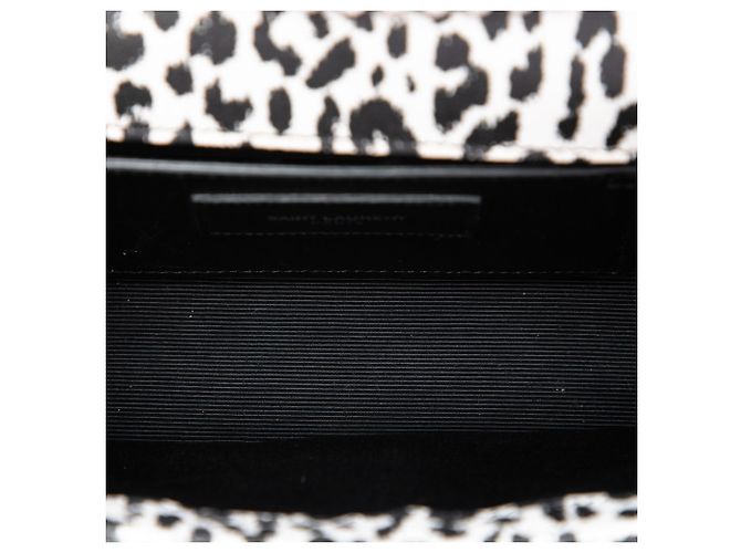 Saint Laurent White Small Calfskin Leopard Print Monogram Kate Crossbody Bianco - vista 4