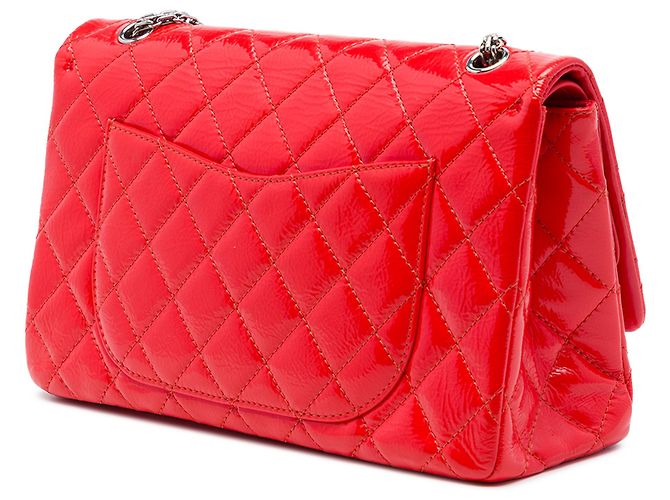 Chanel Red Quilted Crinkled Patent Reissue 2.55 Double Flap 227 Rosso - vista 2