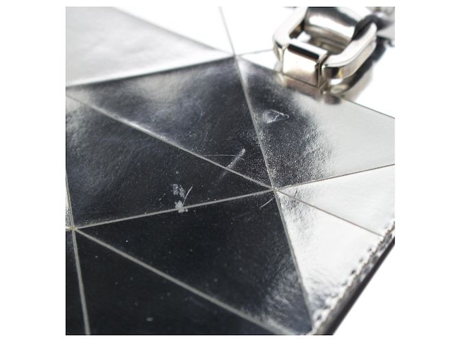 Tote Triangle Prada in pelle Spazzolato metallizzata argento - vista 11