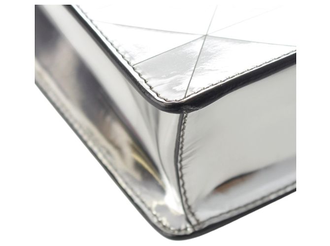 Tote Triangle Prada in pelle Spazzolato metallizzata argento - vista 12