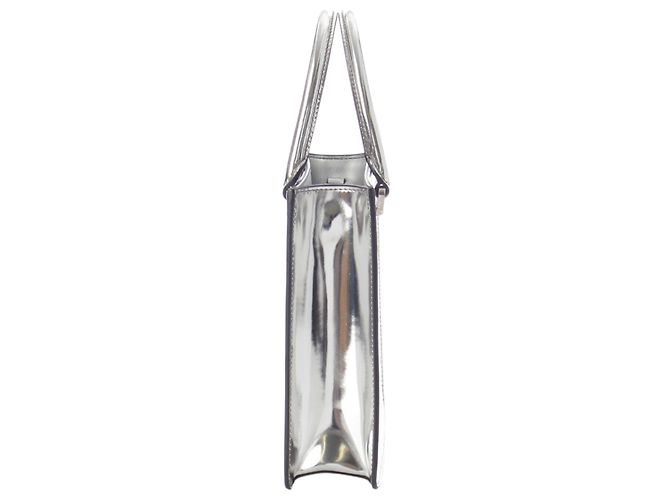 Tote Triangle Prada in pelle Spazzolato metallizzata argento - vista 3
