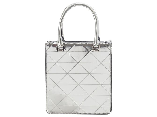 Tote Triangle Prada in pelle Spazzolato metallizzata argento - vista 4