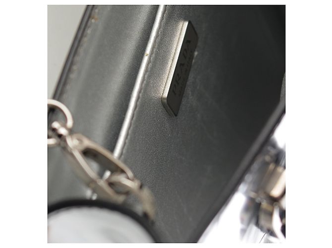 Tote Triangle Prada in pelle Spazzolato metallizzata argento - vista 7