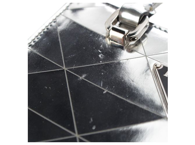 Tote Triangle Prada in pelle Spazzolato metallizzata argento - vista 9