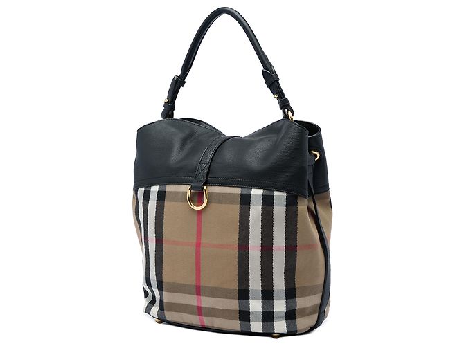 Borsa Hobo Sycamore Burberry Brown Medium Mega Check in tela e pelle Marrone Marrone chiaro - vista 2