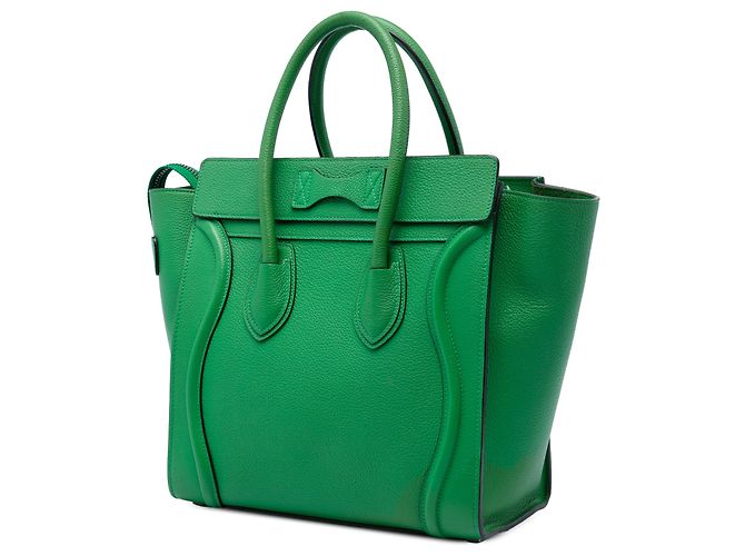 Céline Celine Bolsa Luggage em Micro Pele de Bezerro Granulada Verde - vista 2