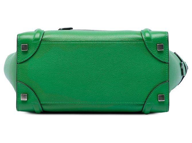 Céline Celine Bolsa Luggage em Micro Pele de Bezerro Granulada Verde - vista 3