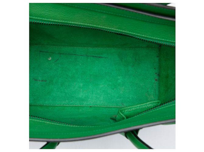 Céline Celine Bolsa Luggage em Micro Pele de Bezerro Granulada Verde - vista 4
