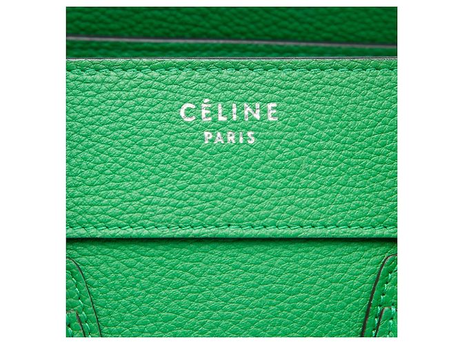 Céline Celine Bolsa Luggage em Micro Pele de Bezerro Granulada Verde - vista 5