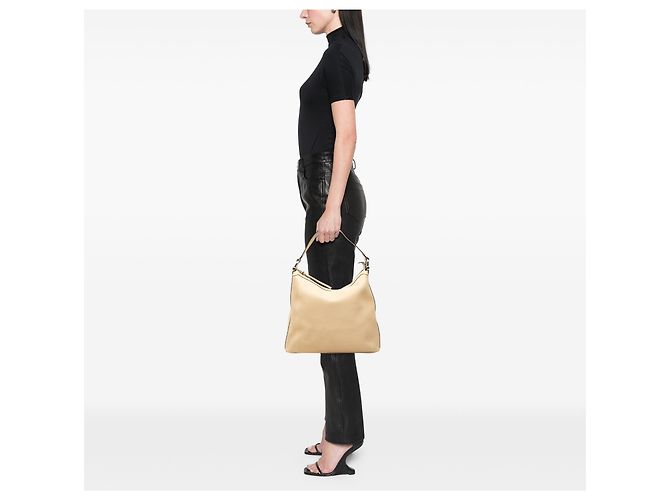 Bamboo Bolsa Hobo Gucci em couro de bezerro marrom com anel D de bambu Bege - vista 6
