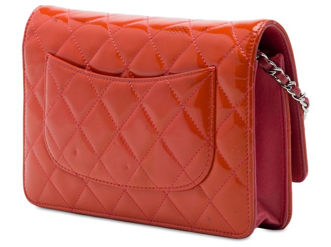 Portafoglio Chanel Orange CC Quilted Patent Incognito Wallet On Chain Arancione - vista 2