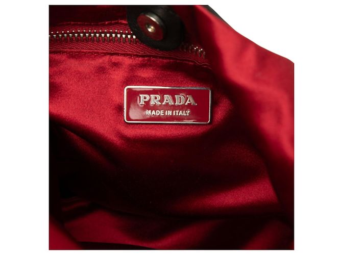Borsa Hobo Prada in Tessuto nera con manico di perle Nero - vista 5