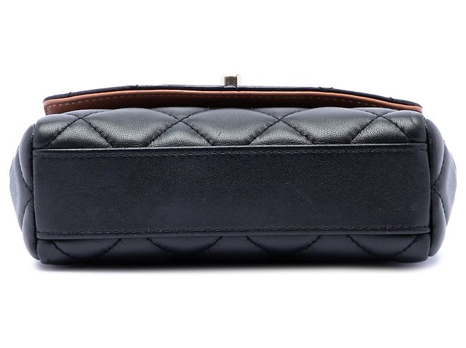 Chanel Black Mini Quilted Lambskin Cocovado Ribbon Chain Flap Nero - vista 3