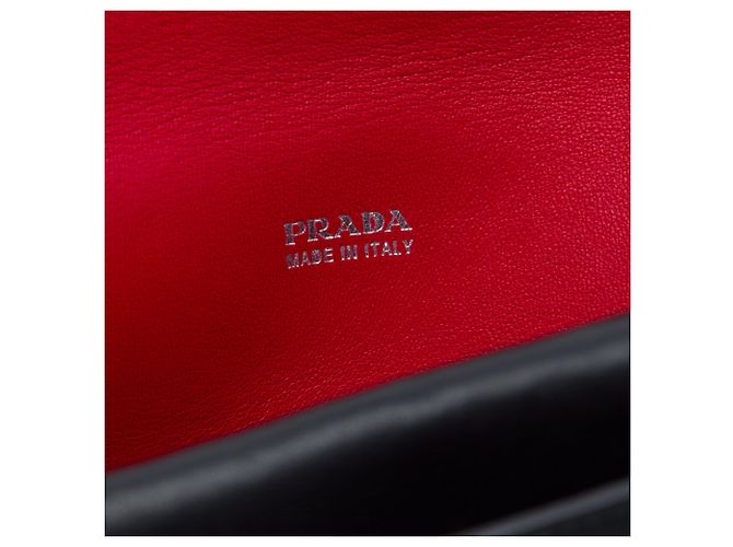 Double Borsa a tracolla Prada Black Lux Calf con patta doppia Nero - vista 5