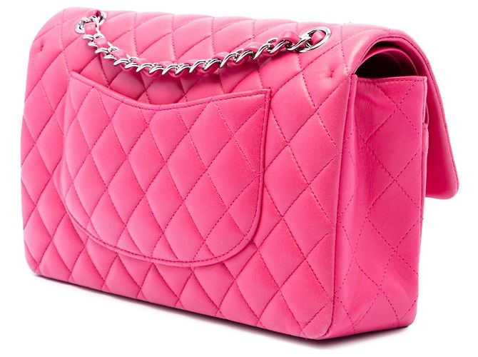 Chanel Pink Medium Classic Lambskin Double Flap Rosa - vista 2