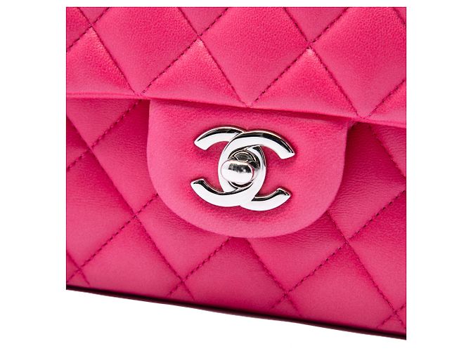 Chanel Pink Medium Classic Lambskin Double Flap Rosa - vista 5