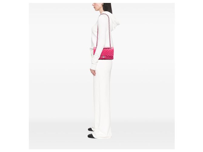 Chanel Pink Medium Classic Lambskin Double Flap Rosa - vista 6