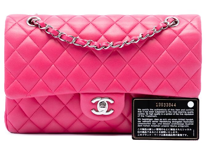 Chanel Pink Medium Classic Lambskin Double Flap Rosa - vista 7