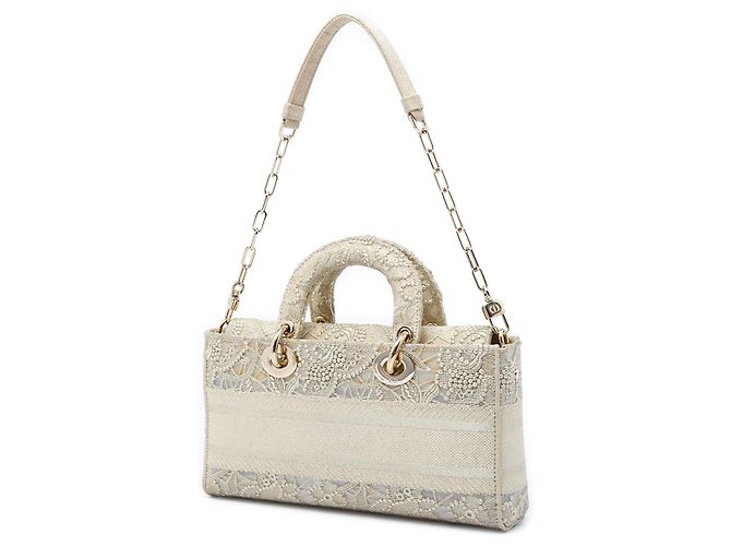 Dior Beige Medium Embroidered Lace 3D Macrame Lady D Joy - vista 2