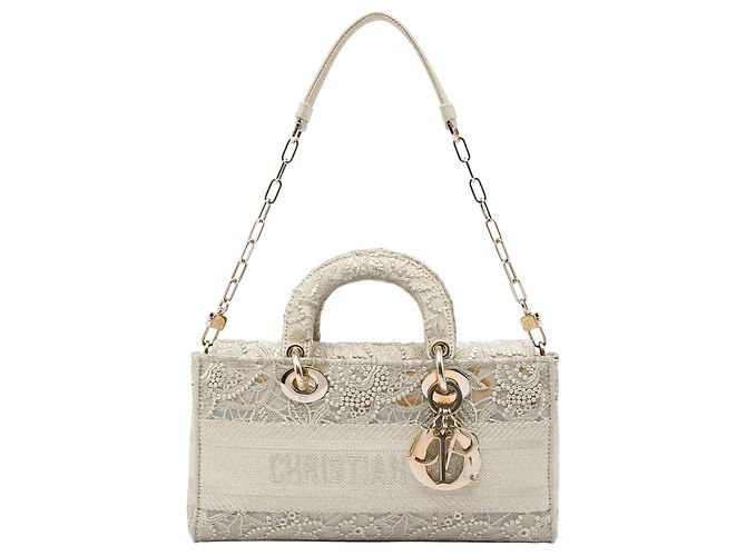 Dior Beige Medium Embroidered Lace 3D Macrame Lady D Joy - vista 5