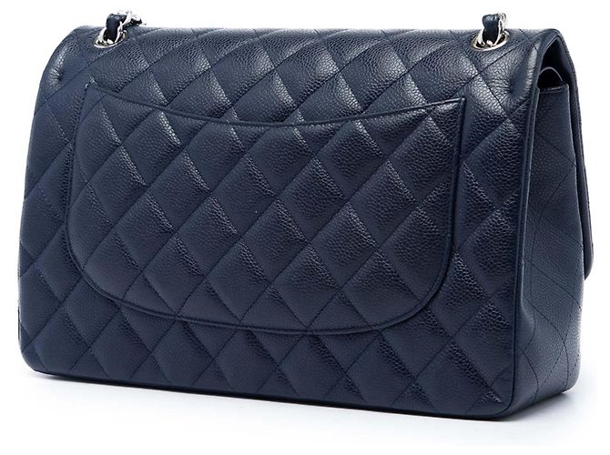 Chanel Blue Jumbo Classic Caviar Double Flap Blu scuro - vista 2