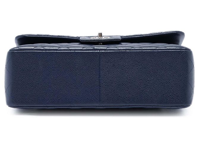 Chanel Blue Jumbo Classic Caviar Double Flap Blu scuro - vista 3