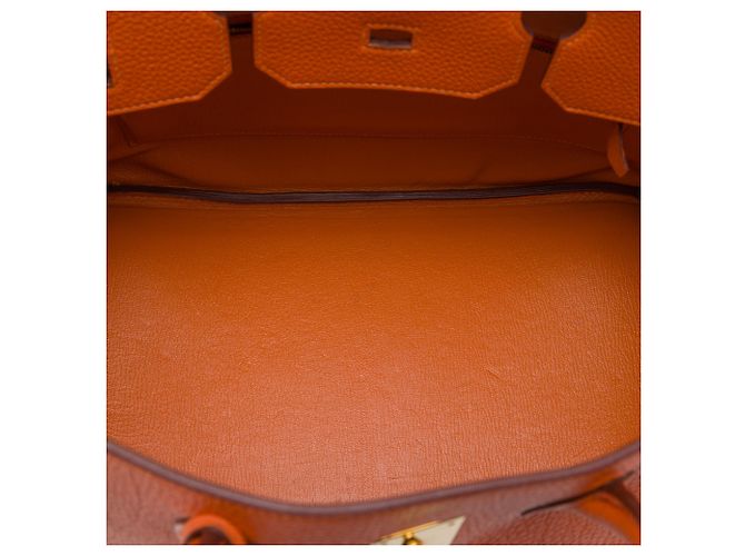 Hermès Orange Togo Birkin Retourne 35 Arancione - vista 4