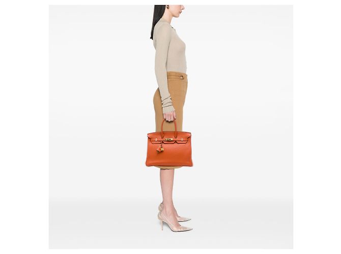 Hermès Orange Togo Birkin Retourne 35 Arancione - vista 6