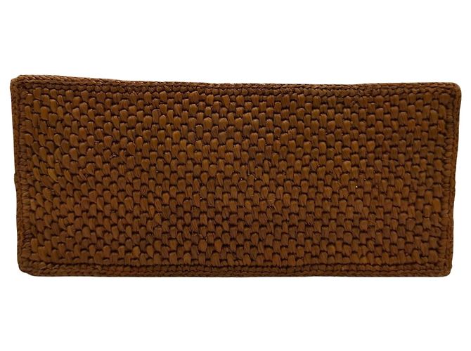 Borsa Tote Font Piccola in Raphia Marrone LOEWE - vista 3