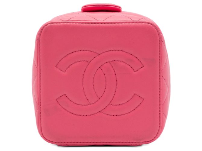 Chanel Small CC Vanity Case aus gestepptem Lammleder in Rosa mit Kette Pink - Ansicht 3