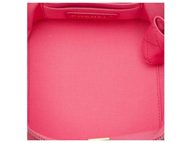 Chanel Small CC Vanity Case aus gestepptem Lammleder in Rosa mit Kette Pink - Ansicht 4