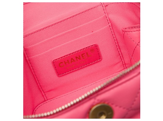 Chanel Small CC Vanity Case aus gestepptem Lammleder in Rosa mit Kette Pink - Ansicht 5
