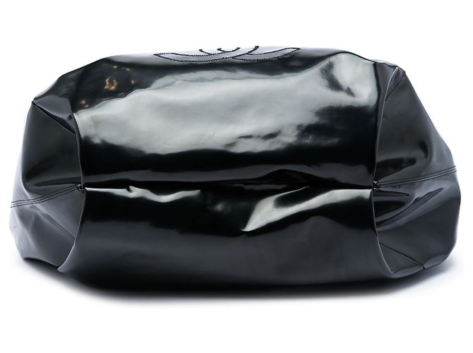 Chanel Large Spirit Cabas Tote aus schwarzem Lackleder-Stretch - Ansicht 3