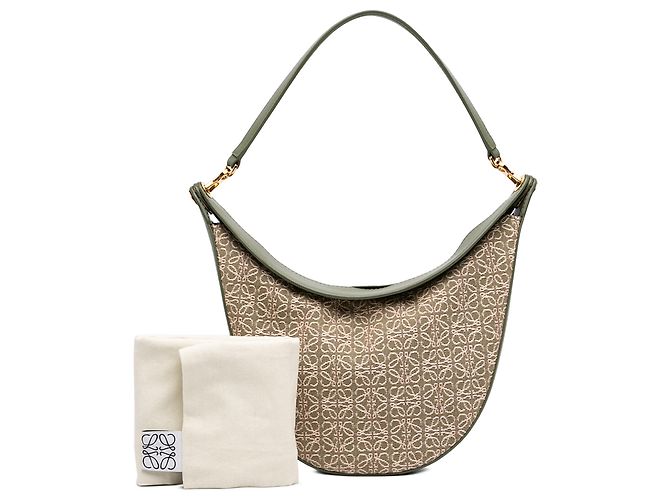 Bolso Luna Hobo LOEWE de lona Anagram verde - vista 7