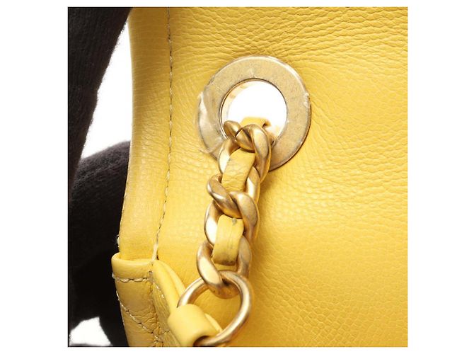 Chanel Yellow Mini Quilted Caviar Sweet Flap Giallo - vista 9