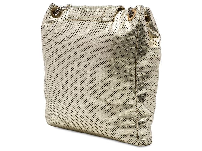 Borsa Drill Chanel in vitello metallizzato craquelé traforato oro D'oro - vista 2