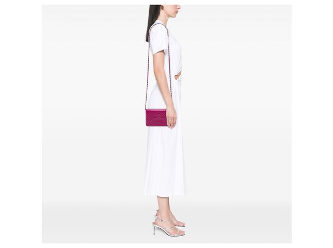 Chanel CC Wallet On Chain aus rosa Lackleder, diamantgesteppt Pink - Ansicht 6