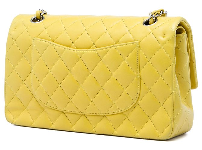 Chanel Yellow Medium Classic Lambskin Double Flap Giallo - vista 2