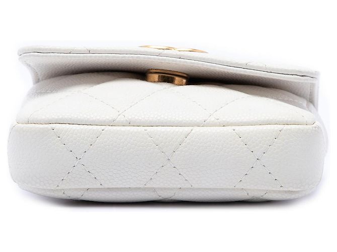 Borsa cintura a catena Chanel White Quilted Caviar Twist Your Buttons Flap Bianco - vista 3