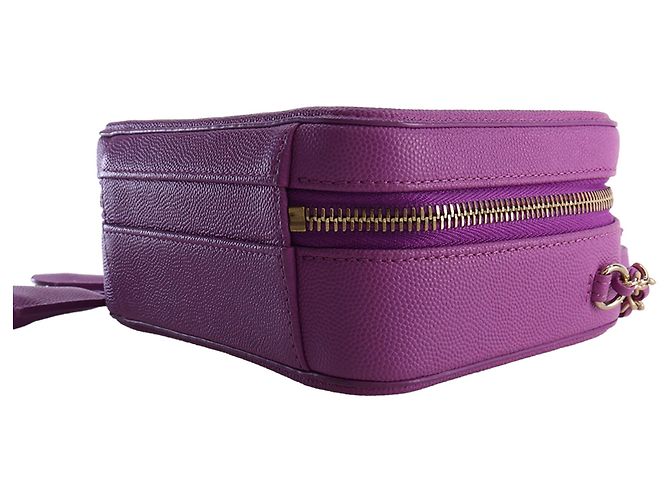 Chanel Vanity Case Piccolo CC Filigree in Pelle Caviar Viola Porpora - vista 11