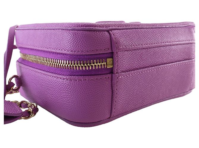 Chanel Vanity Case Piccolo CC Filigree in Pelle Caviar Viola Porpora - vista 12