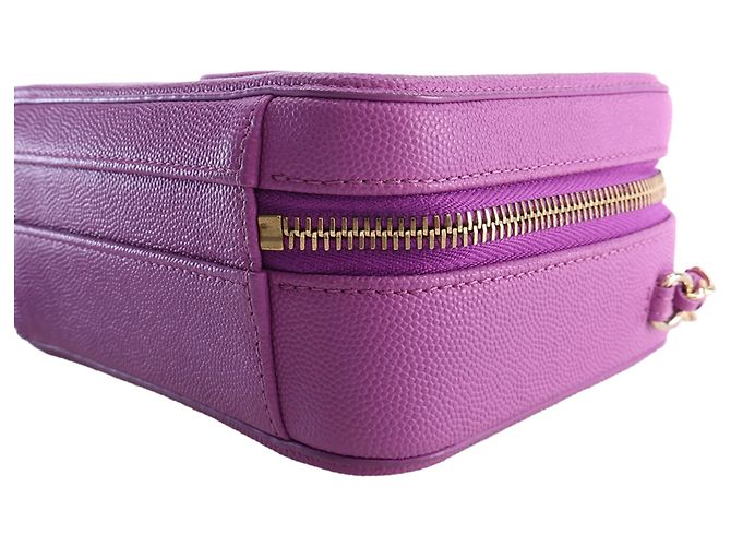 Chanel Vanity Case Piccolo CC Filigree in Pelle Caviar Viola Porpora - vista 13
